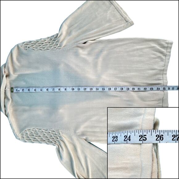 Kenar Open Front Shawl Collar Cardigan Sweater Size Large Cream Quilted Shoulder - Picture 12 of 13